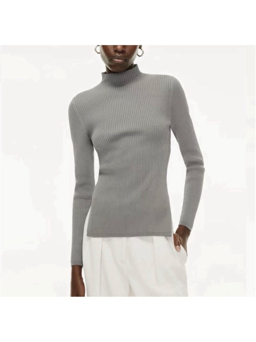 Aritzia Babaton Grey Long Sleeve Sculpt Knit Tie-Back - Size 2XL